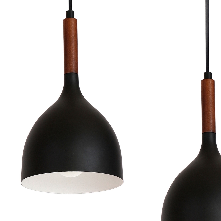 Żyrandol na lince NOAK WOOD 4xE27/15W/230V czarny/buk