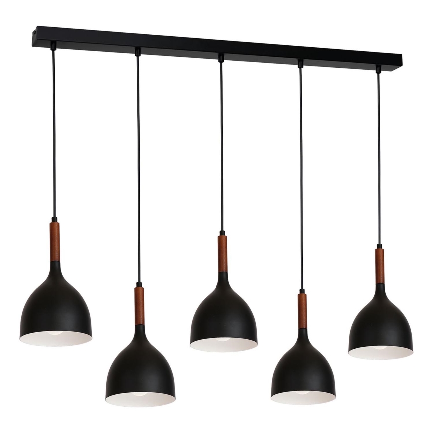 Żyrandol na lince NOAK WOOD 5xE27/15W/230V czarny/buk