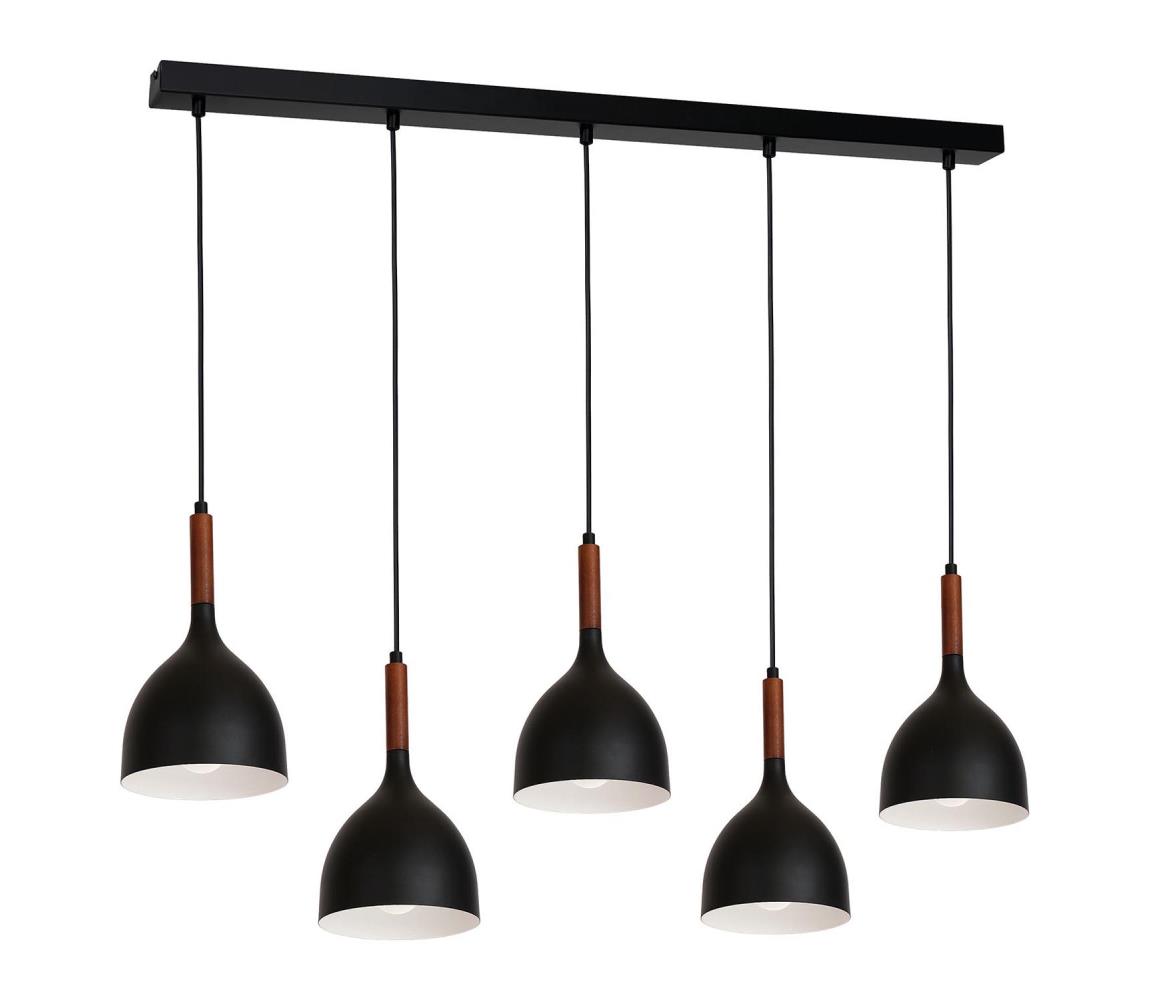 Żyrandol na lince NOAK WOOD 5xE27/15W/230V czarny/buk