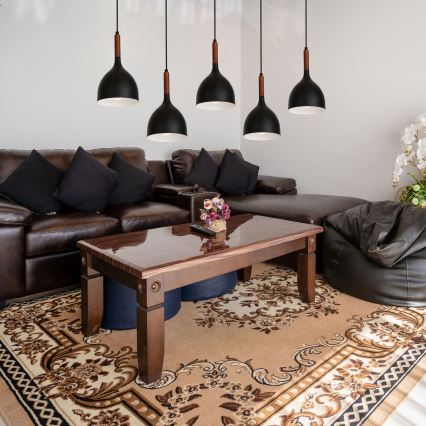 Żyrandol na lince NOAK WOOD 5xE27/15W/230V czarny/buk