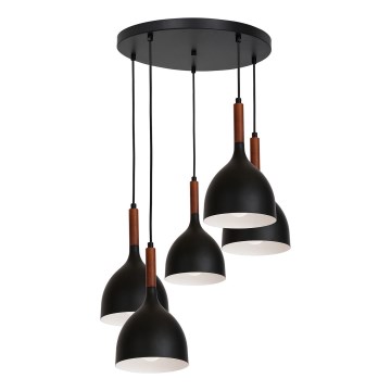 Żyrandol na lince NOAK WOOD 5xE27/15W/230V czarny/buk