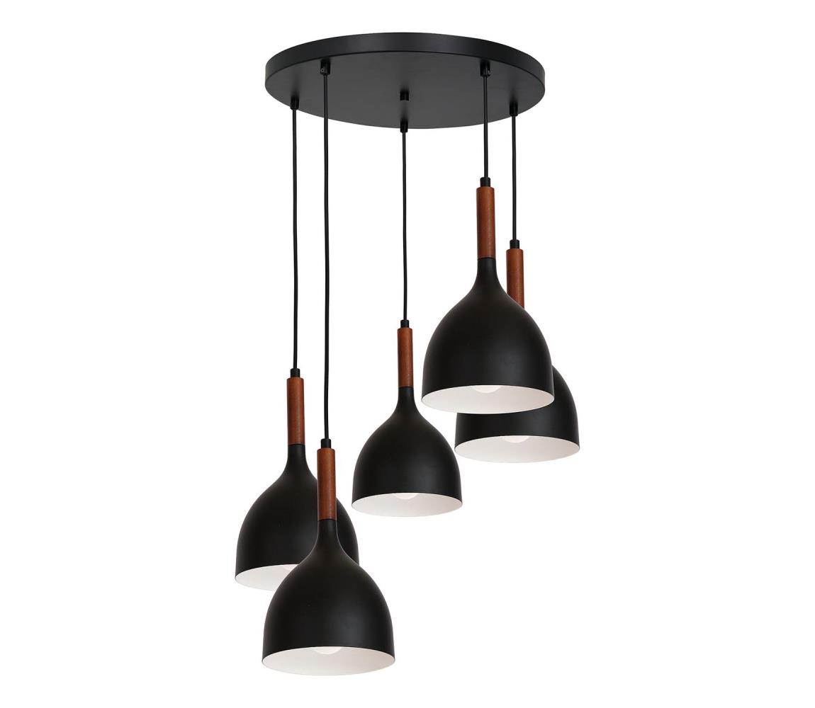 Żyrandol na lince NOAK WOOD 5xE27/15W/230V czarny/buk