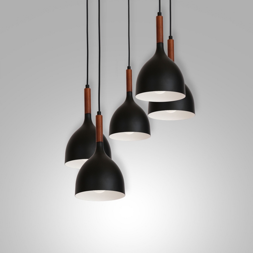 Żyrandol na lince NOAK WOOD 5xE27/15W/230V czarny/buk