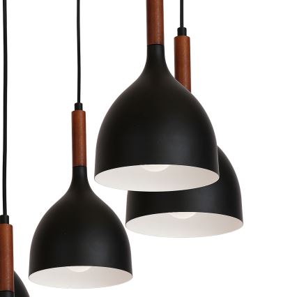 Żyrandol na lince NOAK WOOD 5xE27/15W/230V czarny/buk