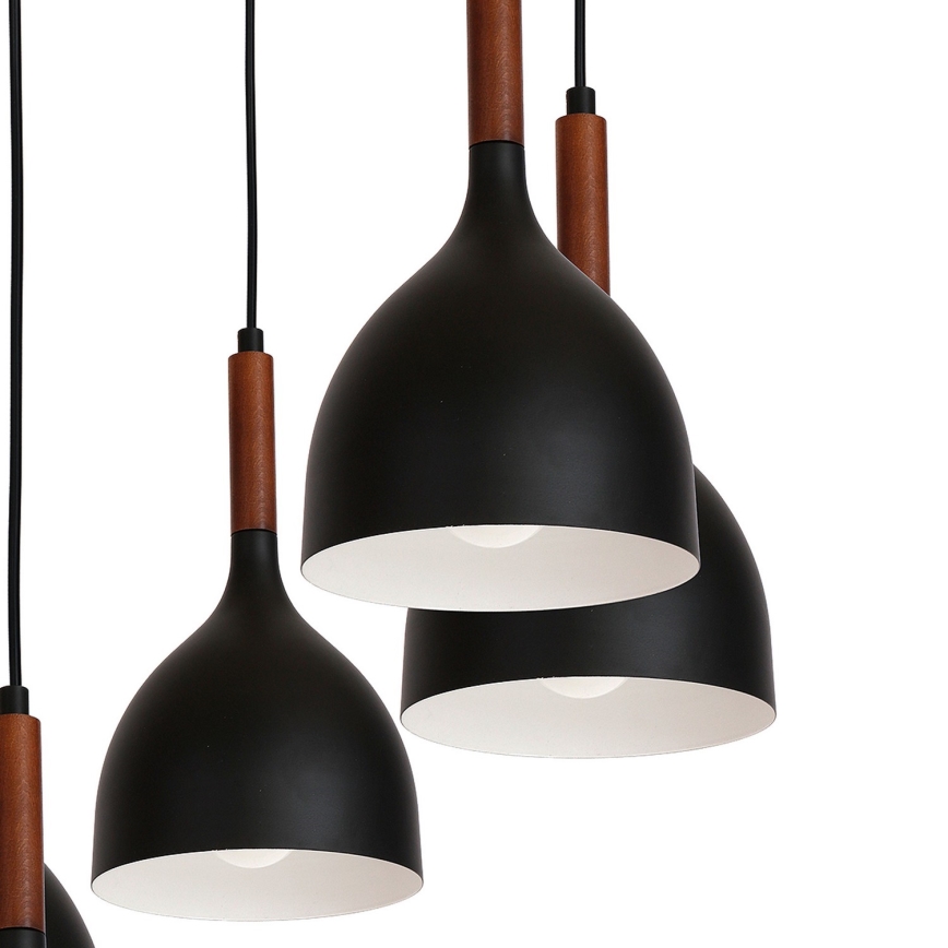 Żyrandol na lince NOAK WOOD 5xE27/15W/230V czarny/buk