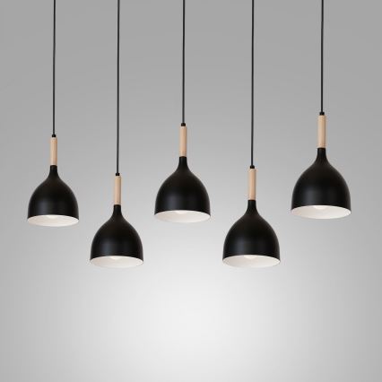 Żyrandol na lince NOAK WOOD 5xE27/60W/230V