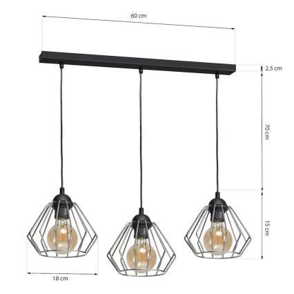 Żyrandol na lince NORMAN 1xE27/60W/230V