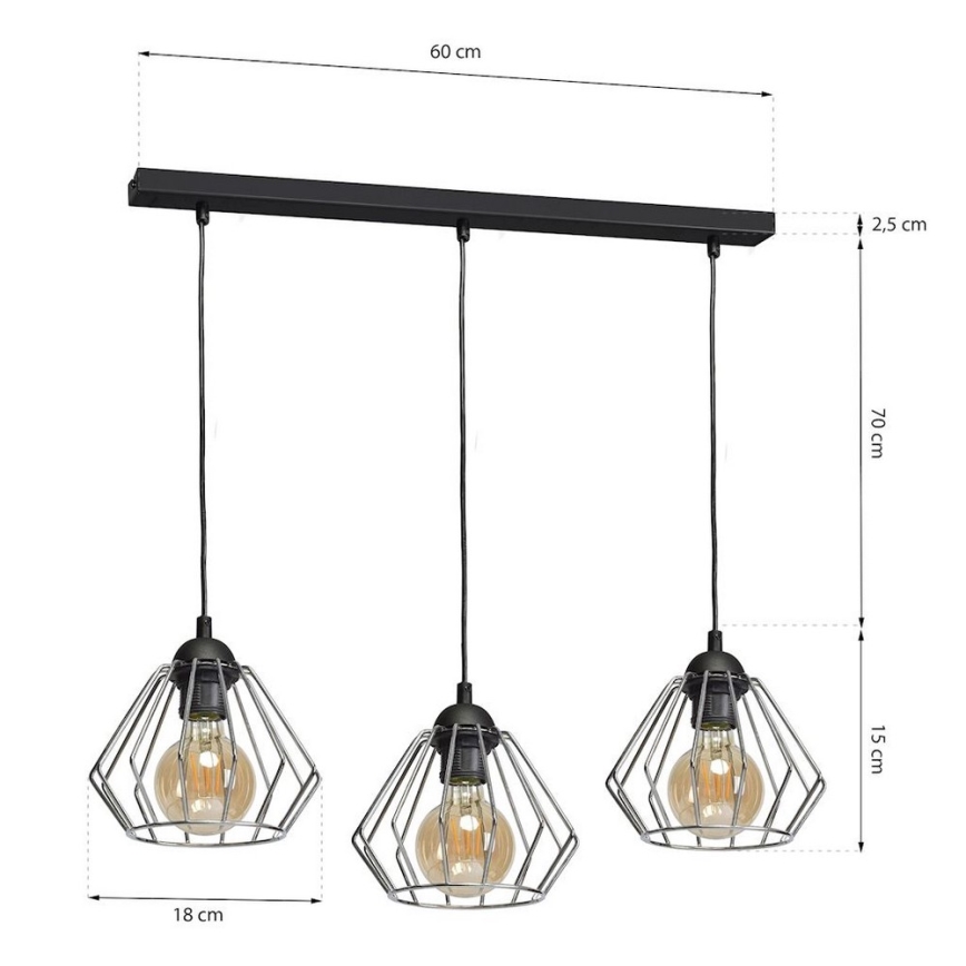 Żyrandol na lince NORMAN 1xE27/60W/230V