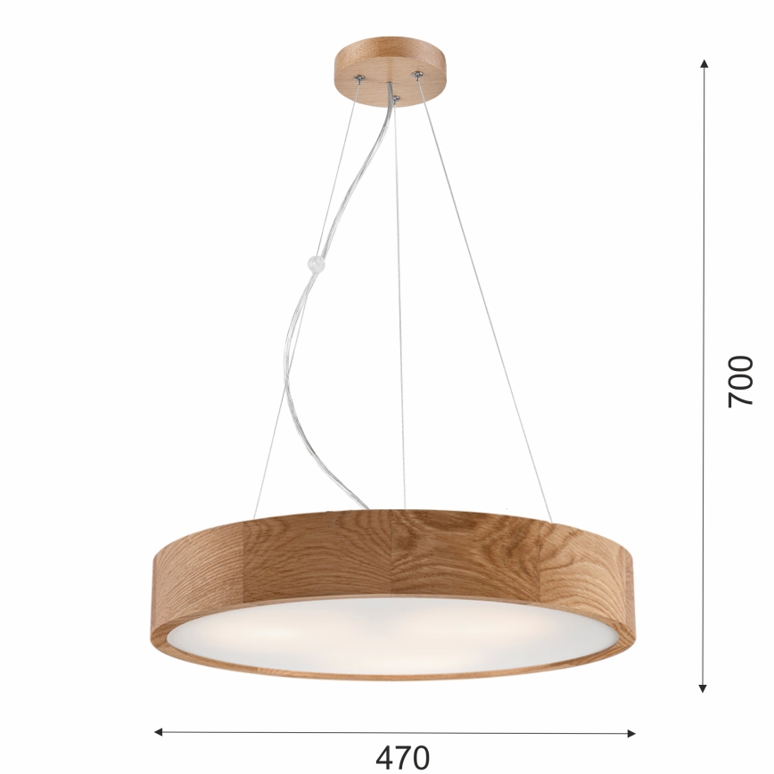Żyrandol na lince OAK 3xE27/60W/230V dąb ø 47,5 cm