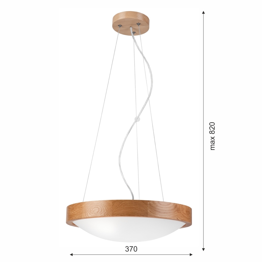 Żyrandol na lince OAK SLIM 2xE27/60W/230V ø 37 cm dąb
