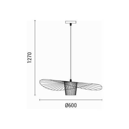 Żyrandol na lince OGGI 1xE27/40W/230V śr. 60 cm czarny