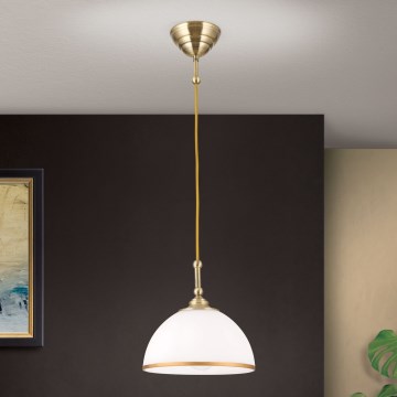 Żyrandol na lince OLD LAMP 1xE27/40W/230V biały/mosiądz