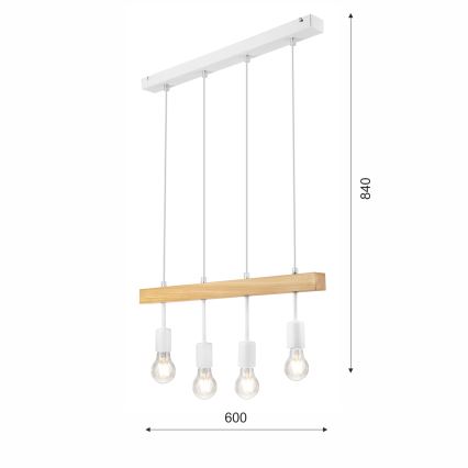 Żyrandol na lince ORAZIO 4xE27/60W/230V buk - certyfikat FSC