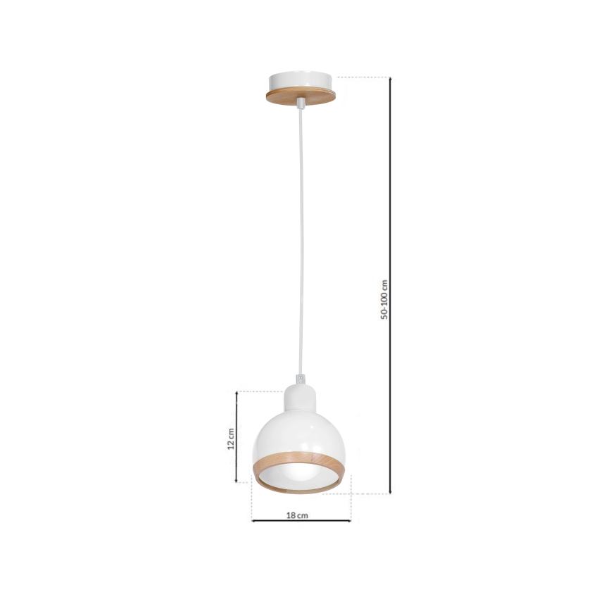 Żyrandol na lince OVAL 1xE27/60W/230V biały