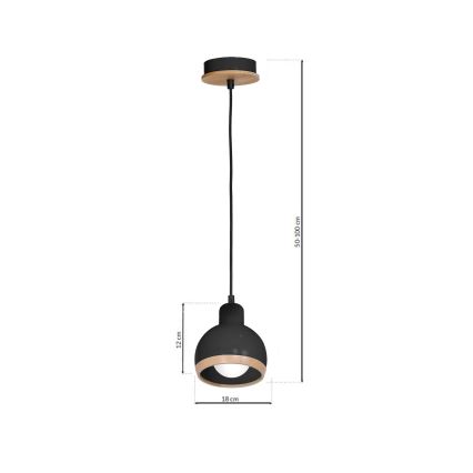 Żyrandol na lince OVAL 1xE27/60W/230V czarny
