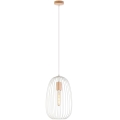Żyrandol na lince OVELLA 1xE27/15W/230V Ø 25 cm kremowy/sosna