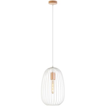 Żyrandol na lince OVELLA 1xE27/15W/230V Ø 25 cm kremowy/sosna