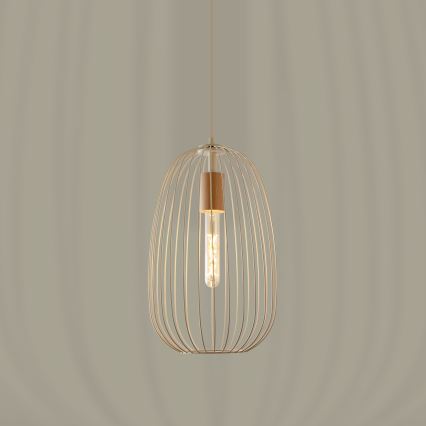 Żyrandol na lince OVELLA 1xE27/15W/230V Ø 25 cm kremowy/sosna