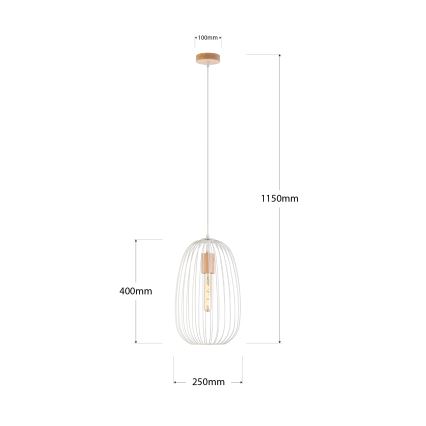 Żyrandol na lince OVELLA 1xE27/15W/230V Ø 25 cm kremowy/sosna