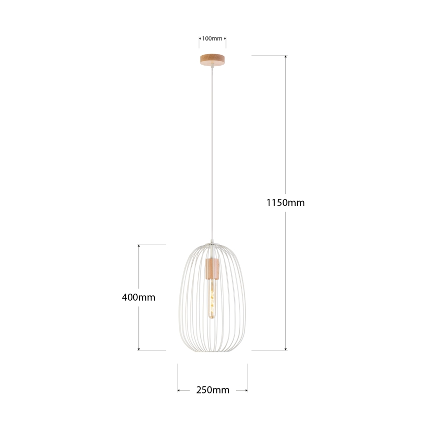Żyrandol na lince OVELLA 1xE27/15W/230V Ø 25 cm kremowy/sosna
