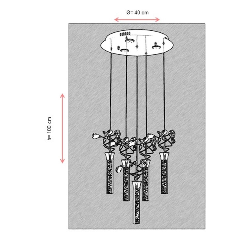 Żyrandol na lince PIGEON 5xLED/6W/230V 6500K błyszczący chrom
