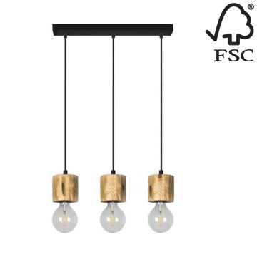 Żyrandol na lince PINO 3xE27/60W/230V sosna - certyfikat FSC