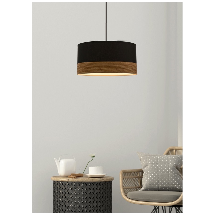 Żyrandol na lince PORTO 1xE27/60W/230V czarny/brązowy