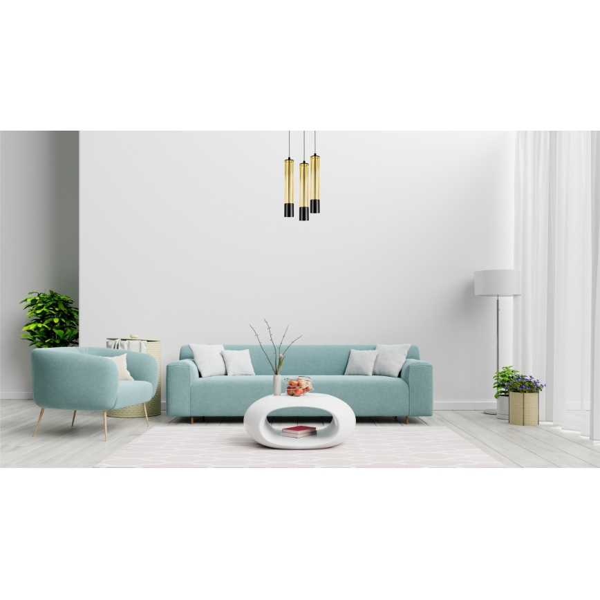 Żyrandol na lince PRESCOT 3xGU10/40W/230V złoty