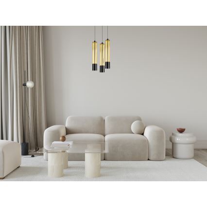 Żyrandol na lince PRESCOT 3xGU10/40W/230V złoty