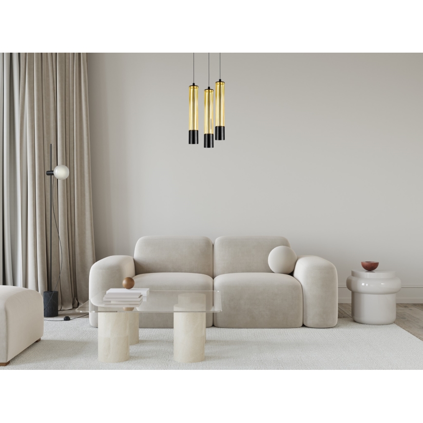 Żyrandol na lince PRESCOT 3xGU10/40W/230V złoty