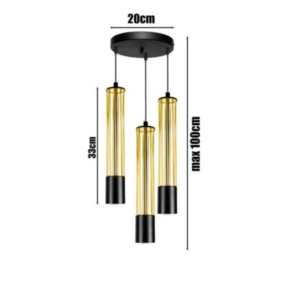 Żyrandol na lince PRESCOT 3xGU10/40W/230V złoty