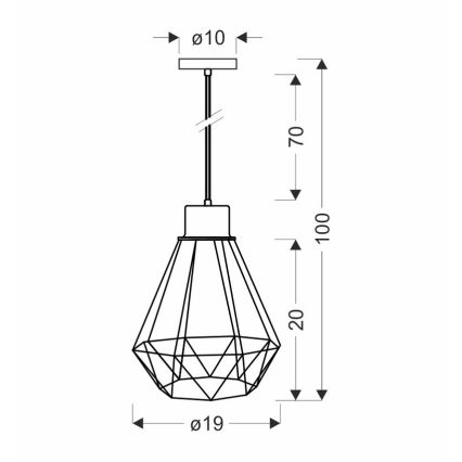 Żyrandol na lince PRIMO 1xE27/60W/230V czarne/złoty