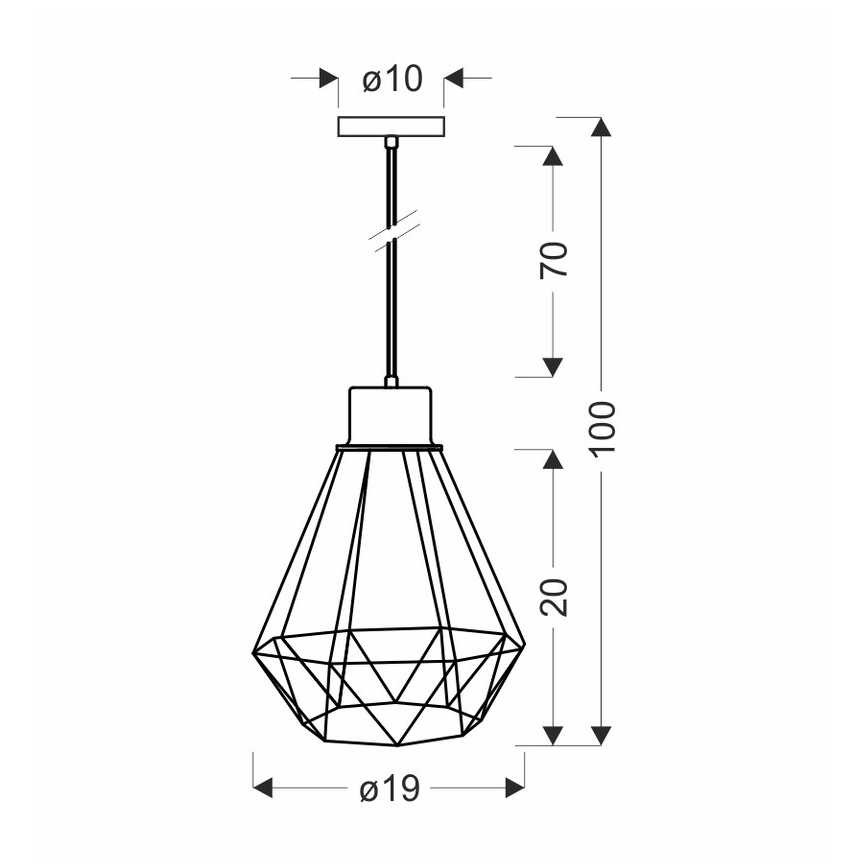 Żyrandol na lince PRIMO 1xE27/60W/230V czarne/złoty