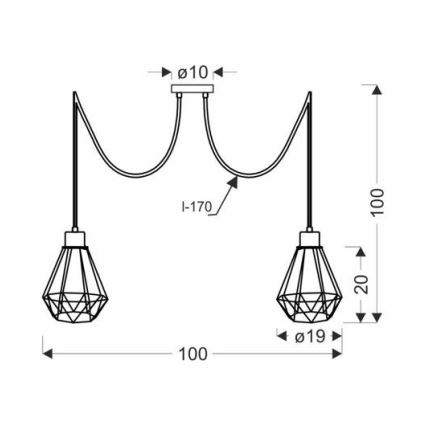 Żyrandol na lince PRIMO 2xE27/60W/230V pająk czarny/złoty
