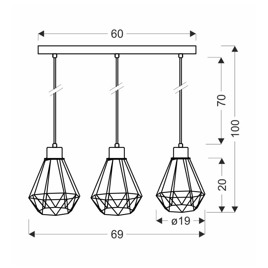 Żyrandol na lince PRIMO 3xE27/60W/230V czarny/złoty