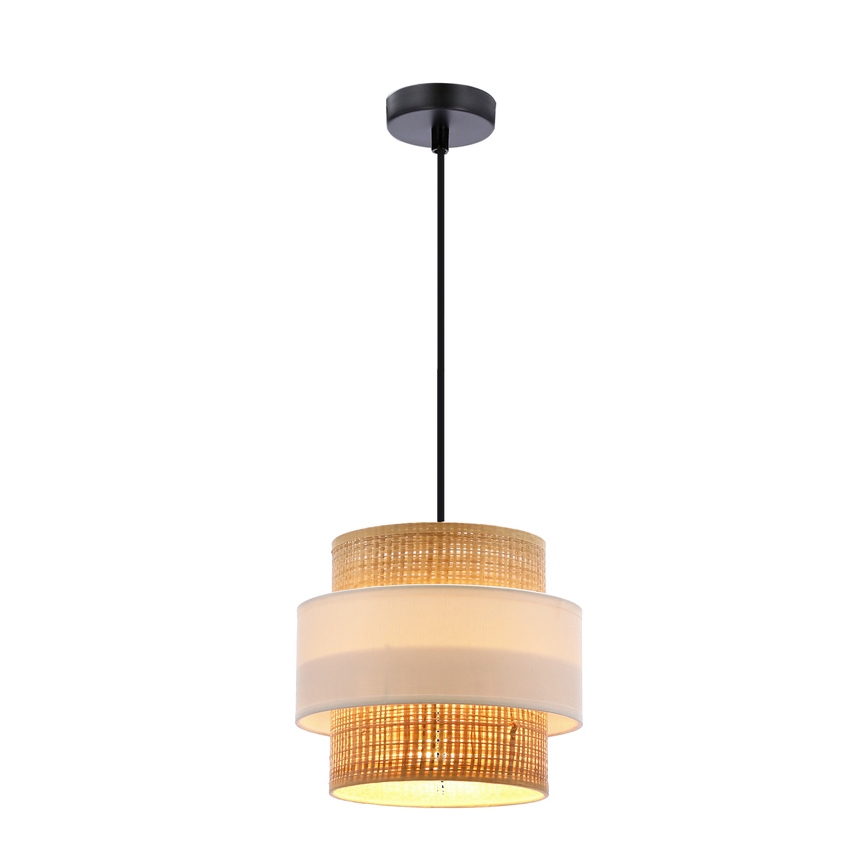 Żyrandol na lince RATTAN 1xE27/40W/230V białe/brązowe