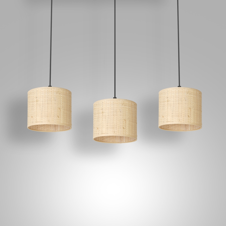 Żyrandol na lince RATTAN 3xE27/60W/230V rattan