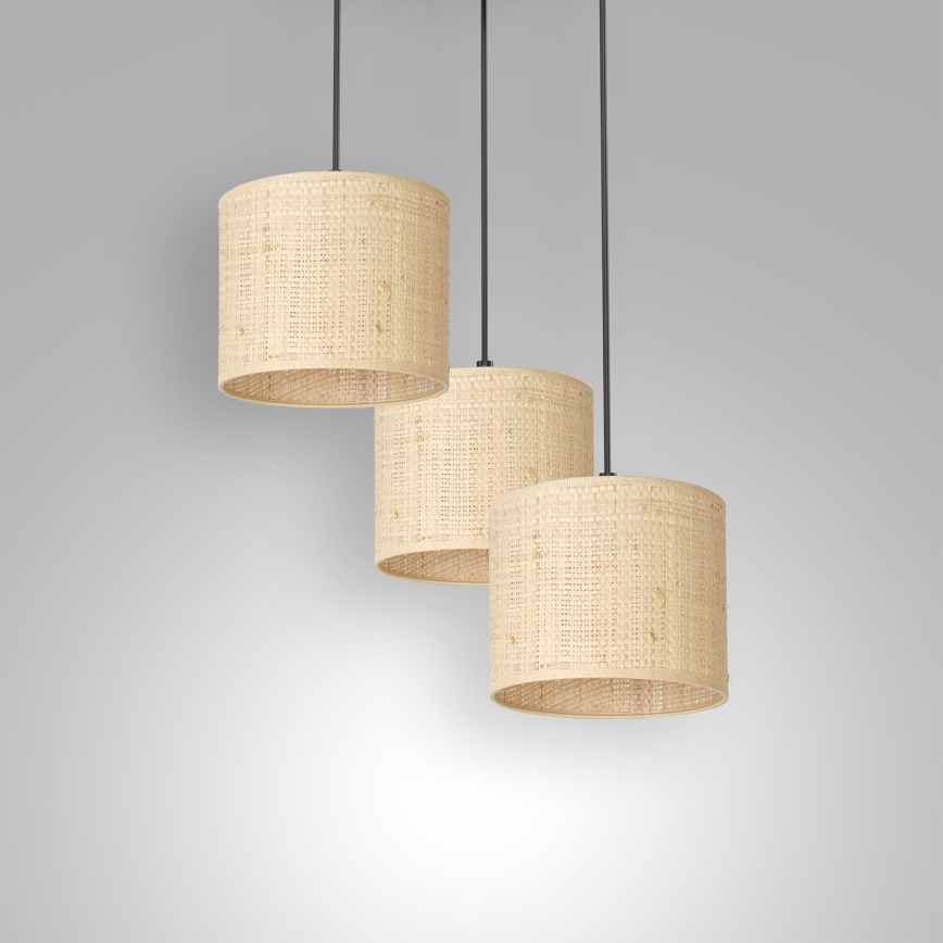 Żyrandol na lince RATTAN 3xE27/60W/230V rattan