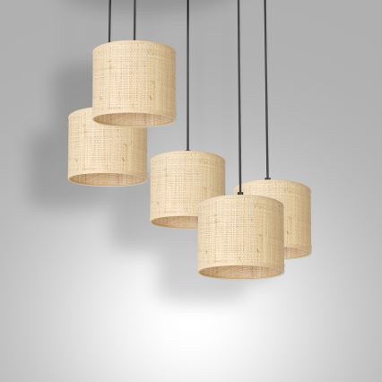 Żyrandol na lince RATTAN 5xE27/60W/230V rattan