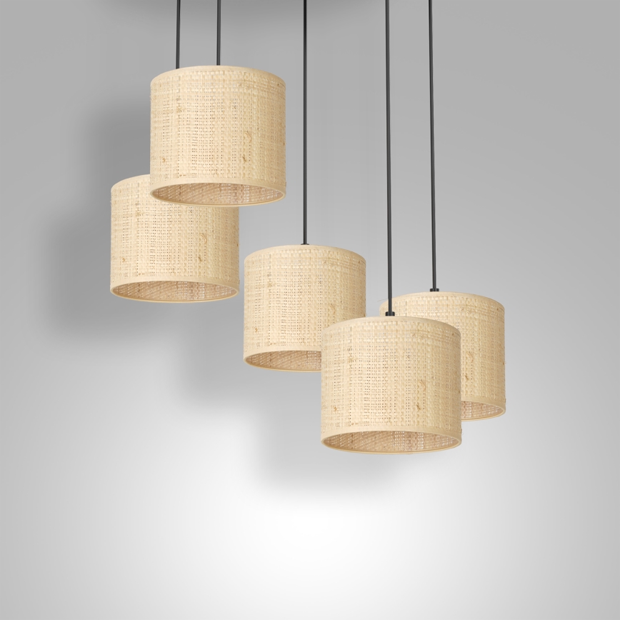 Żyrandol na lince RATTAN 5xE27/60W/230V rattan