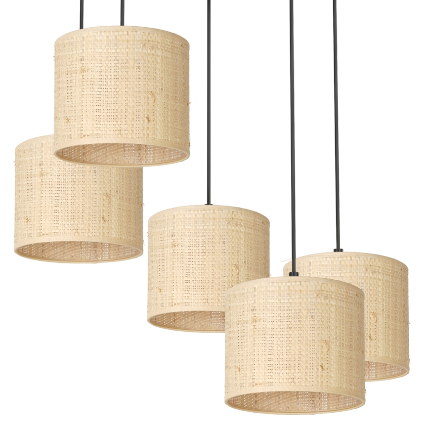 Żyrandol na lince RATTAN 5xE27/60W/230V rattan