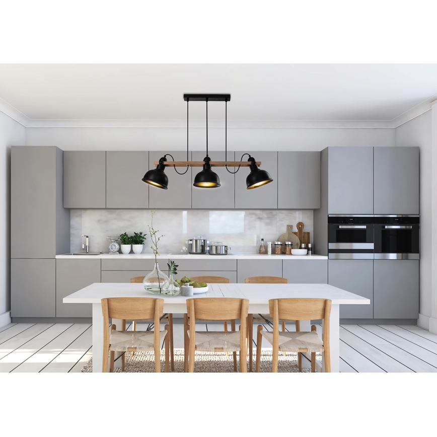 Żyrandol na lince RENO 3xE27/40W/230V czarny/brązowy