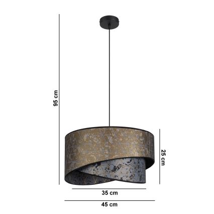 Żyrandol na lince REZO 1xE27/60W/230V szary/złoty