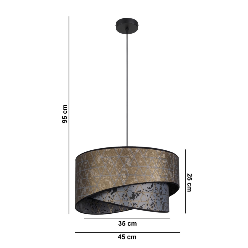 Żyrandol na lince REZO 1xE27/60W/230V szary/złoty