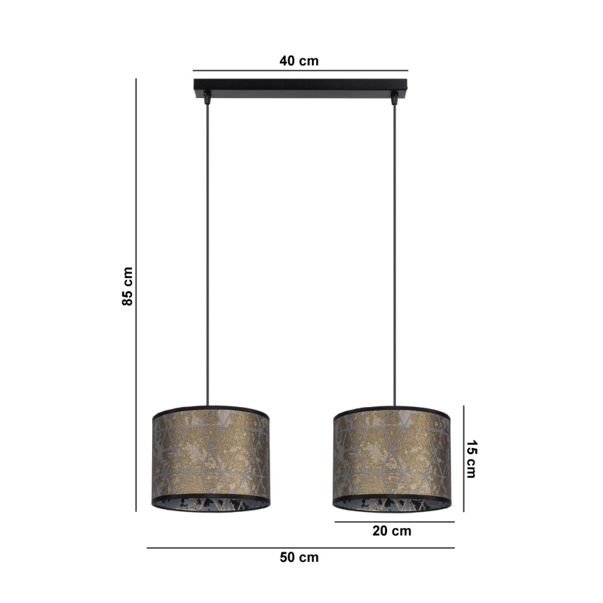 Żyrandol na lince REZO 2xE27/60W/230V złoty