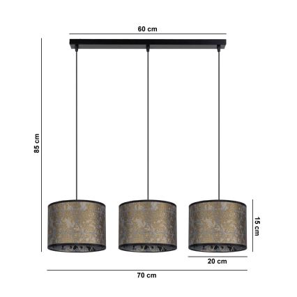 Żyrandol na lince REZO 3xE27/60W/230V złoty