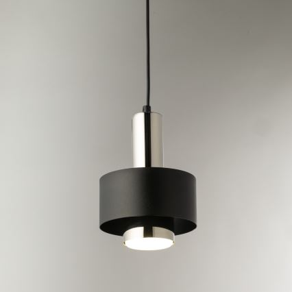 Żyrandol na lince RIF LUX 1xGX53/12W/230V śr. 15 cm czarny/chrom błyszczący