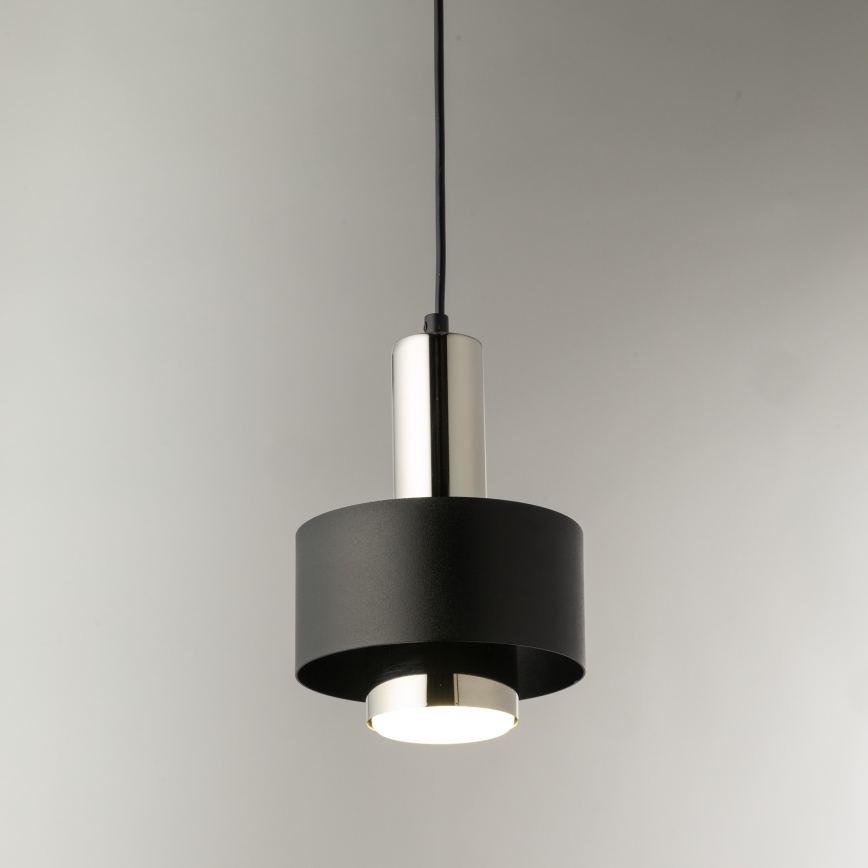 Żyrandol na lince RIF LUX 1xGX53/12W/230V śr. 15 cm czarny/chrom błyszczący
