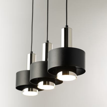 Żyrandol na lince RIF LUX 3xGX53/12W/230V czarny/chrom błyszczący