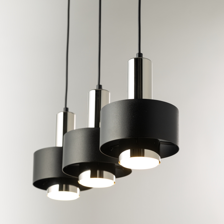 Żyrandol na lince RIF LUX 3xGX53/12W/230V czarny/chrom błyszczący